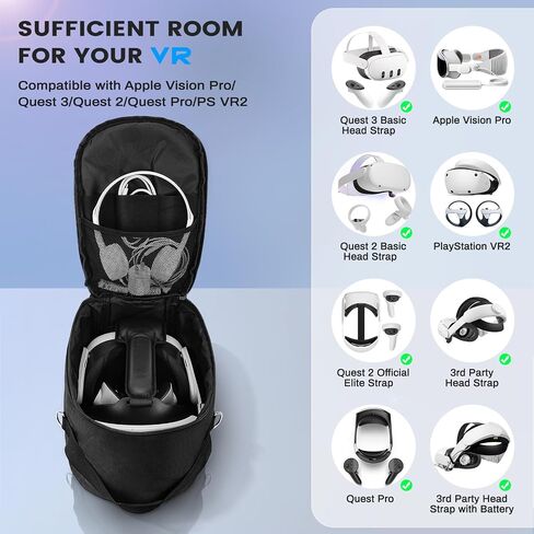 Carrying Case Compatible with Apple Vision Pro/Meta Quest 3/Oculus Quest 2/Quest Pro/VR Elite Strap&Accessories, Luckit VR Headset Travel Storage Backpack for Switch with Multi-Pockets in Saudi Arabia