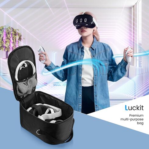 Carrying Case Compatible with Apple Vision Pro/Meta Quest 3/Oculus Quest 2/Quest Pro/VR Elite Strap&Accessories, Luckit VR Headset Travel Storage Backpack for Switch with Multi-Pockets in Saudi Arabia