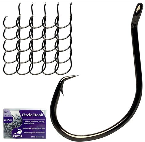 25 حزمة خطافات دائرية، خطافات صيد منقار من الفولاذ عالي الكربون للمياه العذبة المالحة، مجموعة خطافات صيد كبيرة دودة، خطافات صيد شائكة قوية لسمك السلمون المرقط، ألعاب الصيد in Kuwait