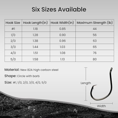 25 حزمة خطافات دائرية، خطافات صيد منقار من الفولاذ عالي الكربون للمياه العذبة المالحة، مجموعة خطافات صيد كبيرة دودة، خطافات صيد شائكة قوية لسمك السلمون المرقط، ألعاب الصيد in Kuwait