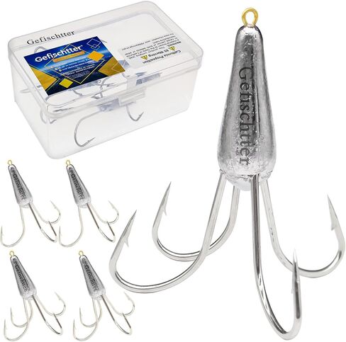 Fishing Hooks Snagging Hooks Snagging Weighted Treble Hooks Large Treble Bunker Hook for Bass Fishing(1.05oz/1.76oz/2.46oz) in Saudi Arabia