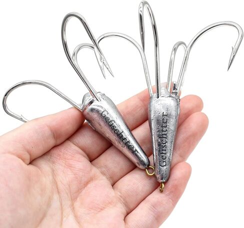 Fishing Hooks Snagging Hooks Snagging Weighted Treble Hooks Large Treble Bunker Hook for Bass Fishing(1.05oz/1.76oz/2.46oz) in Saudi Arabia