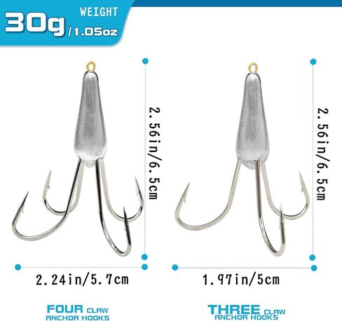 Fishing Hooks Snagging Hooks Snagging Weighted Treble Hooks Large Treble Bunker Hook for Bass Fishing(1.05oz/1.76oz/2.46oz) in Saudi Arabia
