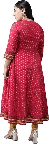 Yash Gallery Women's Cotton Slub Printed Anarkali Kurta in Kuwait