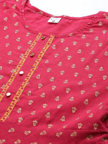 Yash Gallery Women's Cotton Slub Printed Anarkali Kurta in Kuwait