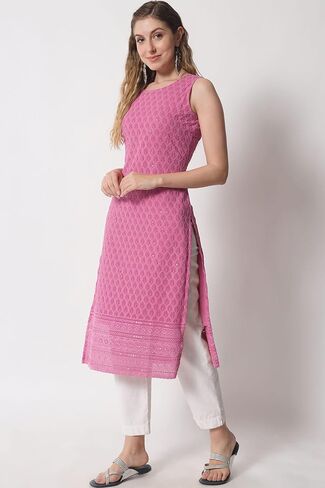 Shopping Queen Mint Green Georgette Embroidered Women's Straight Kurta in Saudi Arabia