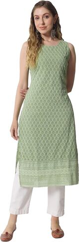 Shopping Queen Mint Green Georgette Embroidered Women's Straight Kurta in Saudi Arabia