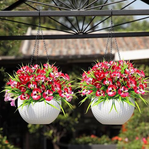 Artificial Flowers Pansies Plants for Outside,10 Bundles Outdoor UV Resistant Fake Silk Pansy,Faux Viola,Garden Porch Window Box Home Wedding Farmhouse Festive Shrub Decor-Without Basket in Saudi Arabia