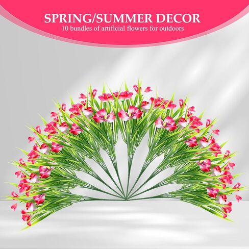 Artificial Flowers Pansies Plants for Outside,10 Bundles Outdoor UV Resistant Fake Silk Pansy,Faux Viola,Garden Porch Window Box Home Wedding Farmhouse Festive Shrub Decor-Without Basket in Saudi Arabia