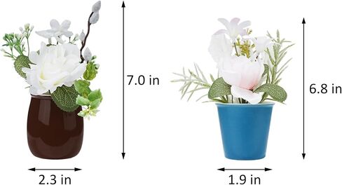 2 Pieces Set of Small Artificial Simulation Flowers Ceramic Potted Plants, Indoor and Outdoor Balcony Bookshelf Dining Room Orchid Decoration in Saudi Arabia