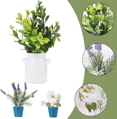 2 Pieces Set of Small Artificial Simulation Flowers Ceramic Potted Plants, Indoor and Outdoor Balcony Bookshelf Dining Room Orchid Decoration in Saudi Arabia