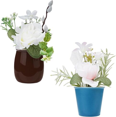 2 Pieces Set of Small Artificial Simulation Flowers Ceramic Potted Plants, Indoor and Outdoor Balcony Bookshelf Dining Room Orchid Decoration in Saudi Arabia