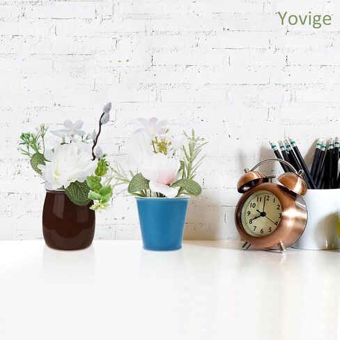 2 Pieces Set of Small Artificial Simulation Flowers Ceramic Potted Plants, Indoor and Outdoor Balcony Bookshelf Dining Room Orchid Decoration in Saudi Arabia