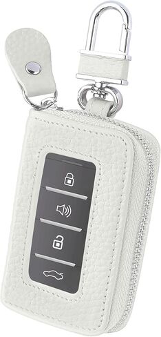 Car Key Fob Cover,Minimalist Style Key Fob Case with Keychain & Carabiner,Universal Leather Car Smart Key Fob Holder (Black) in Saudi Arabia