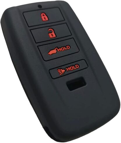 Silicone Rubber Key Fob Cover Compatible with (4 Buttons) 2015-2022 Acura ILX MDX RDX RLX TLX (Black Black) in Saudi Arabia