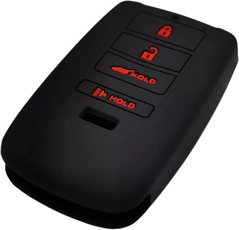 Silicone Rubber Key Fob Cover Compatible with (4 Buttons) 2015-2022 Acura ILX MDX RDX RLX TLX (Black Black) in Saudi Arabia