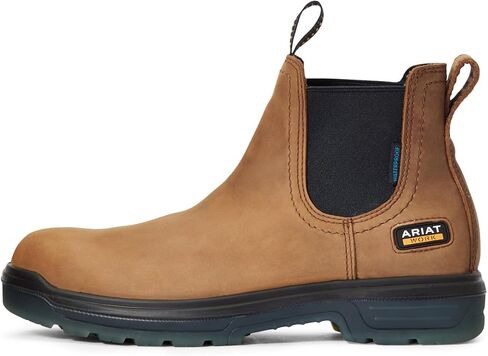 Ariat Mens Turbo Chelsea Waterproof Work Boot Aged Bark 8.5 Wide in Kuwait