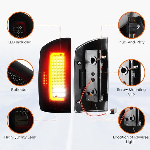 Tresound LED Tail Light for Dodge Ram 1500 1994-2001, Ram 2500 3500 1994-2002 Rear Taillight Assembly Chrome Housing Smoked Lens in Saudi Arabia