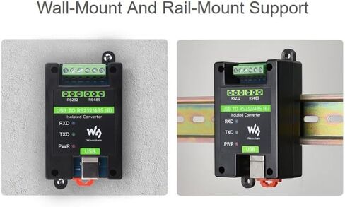 Industrial Isolated USB to RS232/485 Converter Adapter, Onboard Original FT232RNL Chip,Wall-Mount and Rail-Mount Support,Compatible with Linux, Android, Win11/10/8.1/8/7, etc. in Saudi Arabia