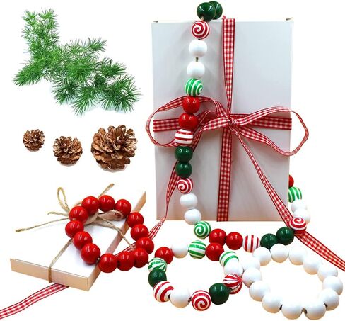 240 قطعة من الخرز الخشبي لحلوى عيد الميلاد، خرز حلوى المصاصة مع لون أحمر وأخضر وأبيض، خرزة حرفية مستديرة لحرف مجوهرات إكليل DIY لمستلزمات حفلات شجرة عيد الميلاد ديكور المنزل in Kuwait