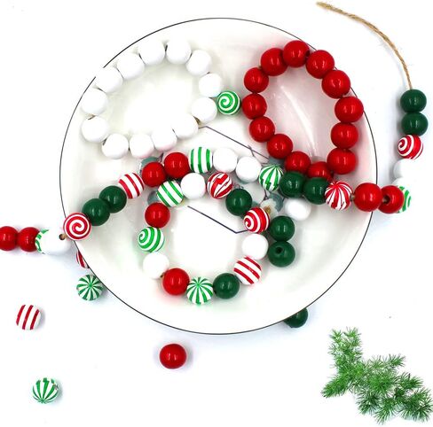 240 قطعة من الخرز الخشبي لحلوى عيد الميلاد، خرز حلوى المصاصة مع لون أحمر وأخضر وأبيض، خرزة حرفية مستديرة لحرف مجوهرات إكليل DIY لمستلزمات حفلات شجرة عيد الميلاد ديكور المنزل in Kuwait