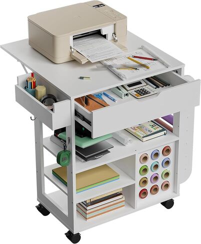 عربة تنظيم وتخزين PAKASEPT متوافقة مع آلة Cricut، منظم الحرف اليدوية مع حامل لفافة الفينيل وسطح مكتب قابل للطي لمنزل غرفة الحرف اليدوية in Kuwait