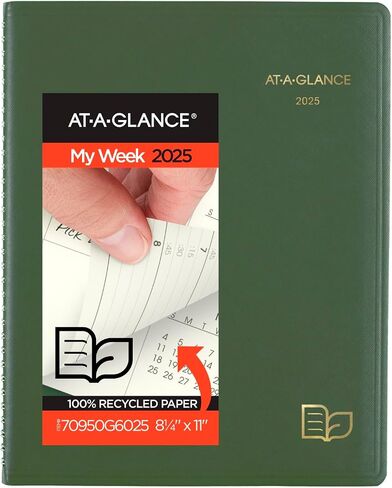 AT-A-GLANCE 2024 Weekly & Monthly Planner, Quarter-Hourly Appointment Book, 8-1/4" x 11", Large, Recycled, Black (70950G0524) in Saudi Arabia