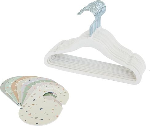 3 Sprouts Baby Closet Organizer Set - 15 Nursery Hangers with 8 Size Dividers, Closet Dividers for Baby Clothes and Clothes Organizer for Infant to Toddler Clothing - Cream Hangers & Terrazzo Dividers in Saudi Arabia