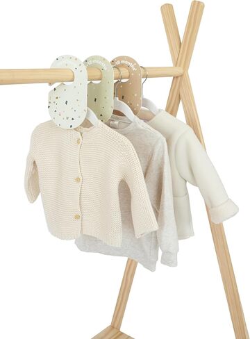 3 Sprouts Baby Closet Organizer Set - 15 Nursery Hangers with 8 Size Dividers, Closet Dividers for Baby Clothes and Clothes Organizer for Infant to Toddler Clothing - Cream Hangers & Terrazzo Dividers in Saudi Arabia