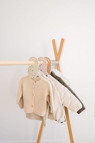 3 Sprouts Baby Closet Organizer Set - 15 Nursery Hangers with 8 Size Dividers, Closet Dividers for Baby Clothes and Clothes Organizer for Infant to Toddler Clothing - Cream Hangers & Terrazzo Dividers in Saudi Arabia