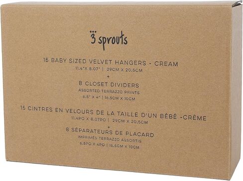3 Sprouts Baby Closet Organizer Set - 15 Nursery Hangers with 8 Size Dividers, Closet Dividers for Baby Clothes and Clothes Organizer for Infant to Toddler Clothing - Cream Hangers & Terrazzo Dividers in Saudi Arabia