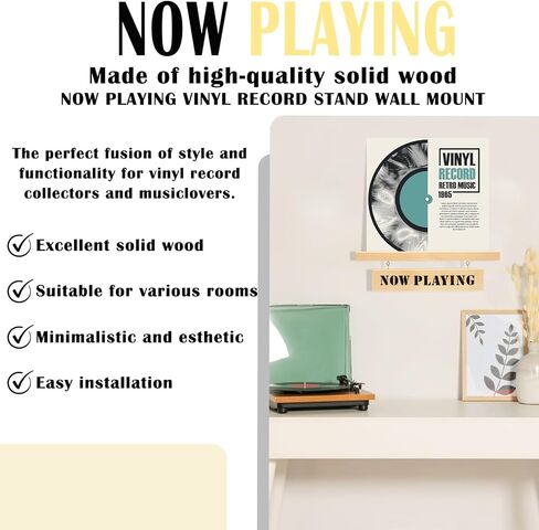 حامل تسجيل الفينيل الذي يتم تشغيله الآن على الحائط يحمل ما يصل إلى 5 سجلات حامل سجل الفينيل الخشبي الذي يتم تثبيته على الحائط من الفينيل، ملحقات مشغل الأسطوانات، حامل تسجيل الفينيل الذي يلعب الآن in Kuwait
