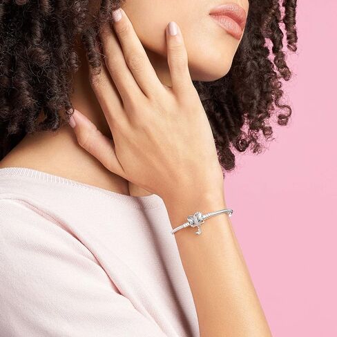 Pandora Moments Butterfly Clasp Snake Chain Bracelet - Compatible Moments Charms - Sterling Silver & Cubic Zirconia Charm Bracelet for Women - Gift for Her - 9.0", With Gift Box in Saudi Arabia