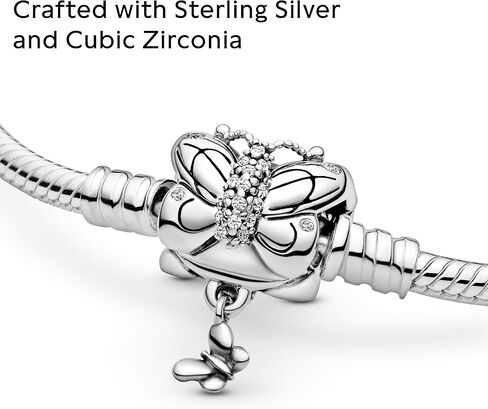 Pandora Moments Butterfly Clasp Snake Chain Bracelet - Compatible Moments Charms - Sterling Silver & Cubic Zirconia Charm Bracelet for Women - Gift for Her - 9.0", With Gift Box in Saudi Arabia