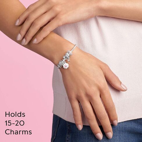 Pandora Moments Butterfly Clasp Snake Chain Bracelet - Compatible Moments Charms - Sterling Silver & Cubic Zirconia Charm Bracelet for Women - Gift for Her - 9.0", With Gift Box in Saudi Arabia