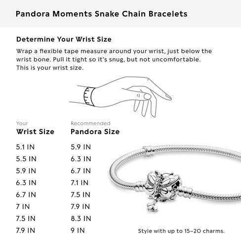 Pandora Moments Butterfly Clasp Snake Chain Bracelet - Compatible Moments Charms - Sterling Silver & Cubic Zirconia Charm Bracelet for Women - Gift for Her - 9.0", With Gift Box in Saudi Arabia