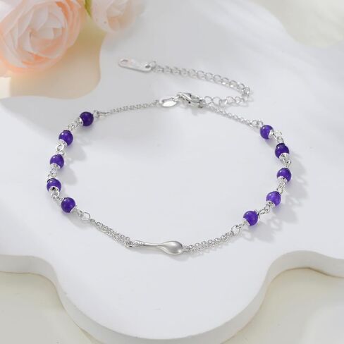 Spoon Bracelet 925 Sterling Silver Amethyst Spoon Bracelet for Women Spoon Jewelry Gifts for Amethyst Lover in Kuwait