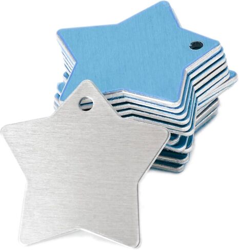 20 قطعة من الفراغات المعدنية المصنوعة من الألومنيوم على شكل نجمة مع فتحة/فتحة لمعرف الحيوانات الأليفة وعلامات الكلاب سلسلة المفاتيح صنع 14 مقياس in Kuwait