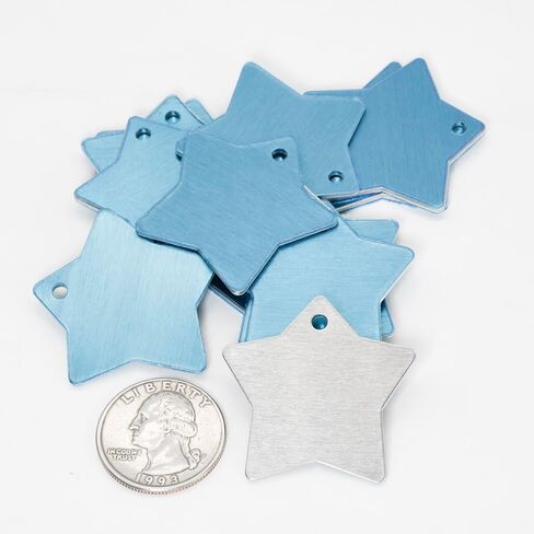 20 قطعة من الفراغات المعدنية المصنوعة من الألومنيوم على شكل نجمة مع فتحة/فتحة لمعرف الحيوانات الأليفة وعلامات الكلاب سلسلة المفاتيح صنع 14 مقياس in Kuwait