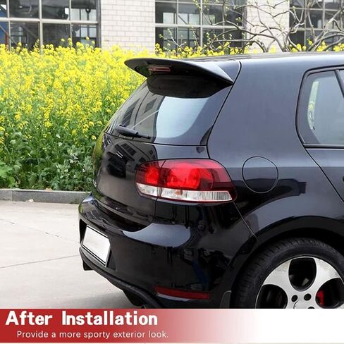 سبويلر سقف من ألياف الكربون الحقيقية لسيارة Volkswagen VW Golf 6 GTI & R Hatchback 2010-2013 جناح خلفي لسقف السيارة جناح خلفي منفذ المصنع (لـ GTI & R20) in Saudi Arabia