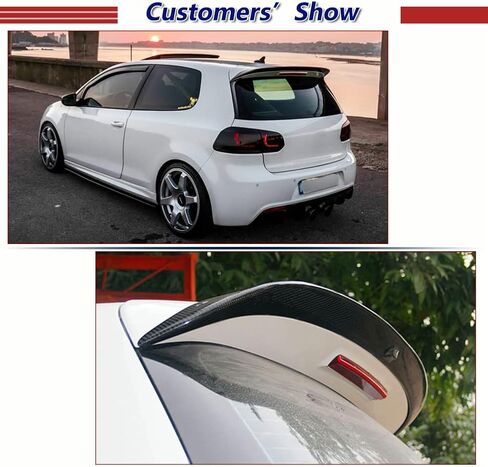 سبويلر سقف من ألياف الكربون الحقيقية لسيارة Volkswagen VW Golf 6 GTI & R Hatchback 2010-2013 جناح خلفي لسقف السيارة جناح خلفي منفذ المصنع (لـ GTI & R20) in Saudi Arabia
