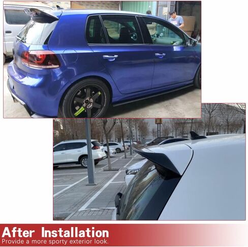 سبويلر سقف من ألياف الكربون الحقيقية لسيارة Volkswagen VW Golf 6 GTI & R Hatchback 2010-2013 جناح خلفي لسقف السيارة جناح خلفي منفذ المصنع (لـ GTI & R20) in Saudi Arabia