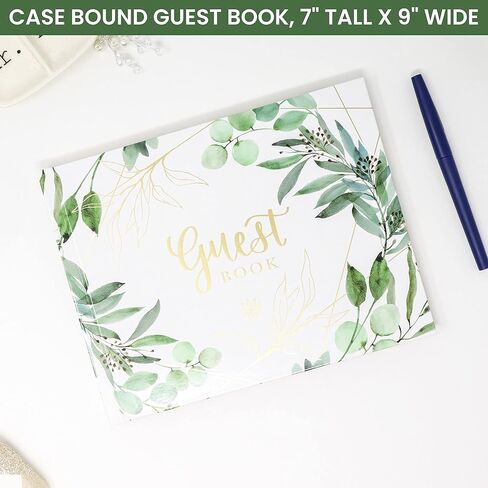 bloom daily planners Wedding Guest Book - 120 Pages Sign-in Registry Log Guestbook (7" x 9") - Hardbound Cover with Eucalyptus, Gold Foil, Gilded Edges and Gold Page Marker - Boho Greenery in Kuwait