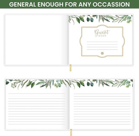 bloom daily planners Wedding Guest Book - 120 Pages Sign-in Registry Log Guestbook (7" x 9") - Hardbound Cover with Eucalyptus, Gold Foil, Gilded Edges and Gold Page Marker - Boho Greenery in Kuwait