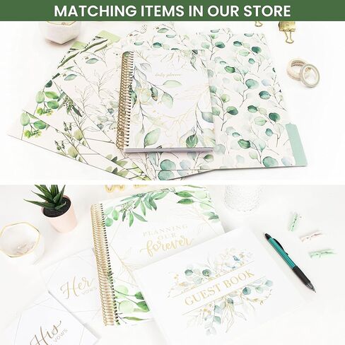 bloom daily planners Wedding Guest Book - 120 Pages Sign-in Registry Log Guestbook (7" x 9") - Hardbound Cover with Eucalyptus, Gold Foil, Gilded Edges and Gold Page Marker - Boho Greenery in Kuwait