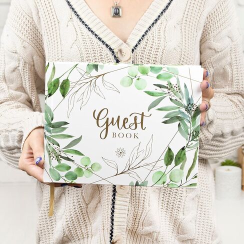bloom daily planners Wedding Guest Book - 120 Pages Sign-in Registry Log Guestbook (7" x 9") - Hardbound Cover with Eucalyptus, Gold Foil, Gilded Edges and Gold Page Marker - Boho Greenery in Kuwait