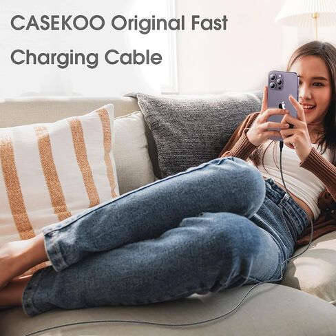 CASEKOO 2024 Upgrade [Fastest and Safest Charging] [Never Break] MFi Certified for iPhone Charger Cord 3 FT, Nylon Braid USB C Cable Lightning Cable for iPhone 14/13/12 Pro Max in Saudi Arabia
