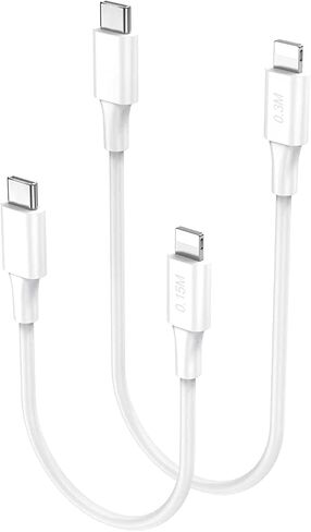 كابل USB C إلى Lightning، كابل من النوع c إلى Lightning (6 بوصة + 1FT) [معتمد من Apple MFi] سلك شاحن USB-C لمزامنة بيانات iPhone سريع لهاتف iPhone 14 13 12 Pro Max 11 XS Max XR 8 - يستخدم مع شاحن USB C in Kuwait