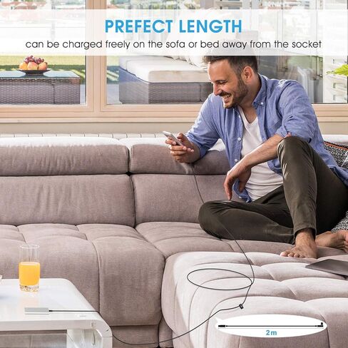 كابل Aceyoon Apple MFi معتمد بطول 2 متر/6 قدم USB C إلى كابل Ligthning، زاوية يمنى 90 درجة شحن سريع سلك مجدول من النايلون متوافق مع iPhone 14 13 12 11 8 7 Pro SE Max XS XR، iPad in Kuwait