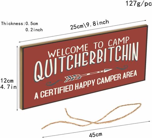 Supvox Welcome to Camp Quitcherbitchin Plaque Hanging Wooden Sign Home Decor in Saudi Arabia